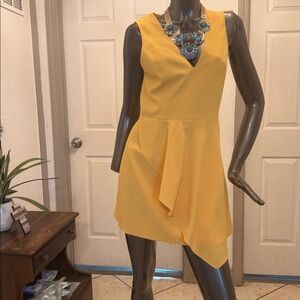 Yellow Sleeveless V-Neck Dress